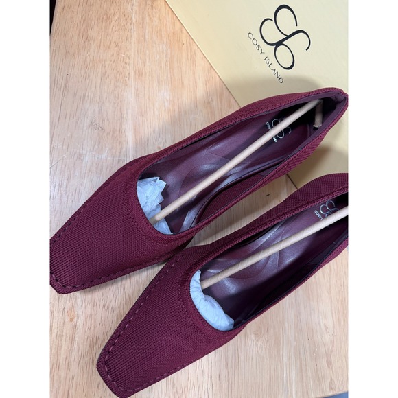 Cosy Island RefinEdge Square Toe Heeled Pumps  Burgundy size 9 - Picture 6 of 12